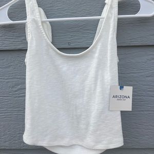 White Arizona Jean Co Women's Sleeveless Crop Top Tank, Tie Straps, NWT, sz XS